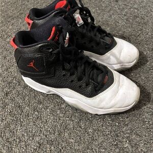 Jordan Kids Black and White Sneakers with Red Accents